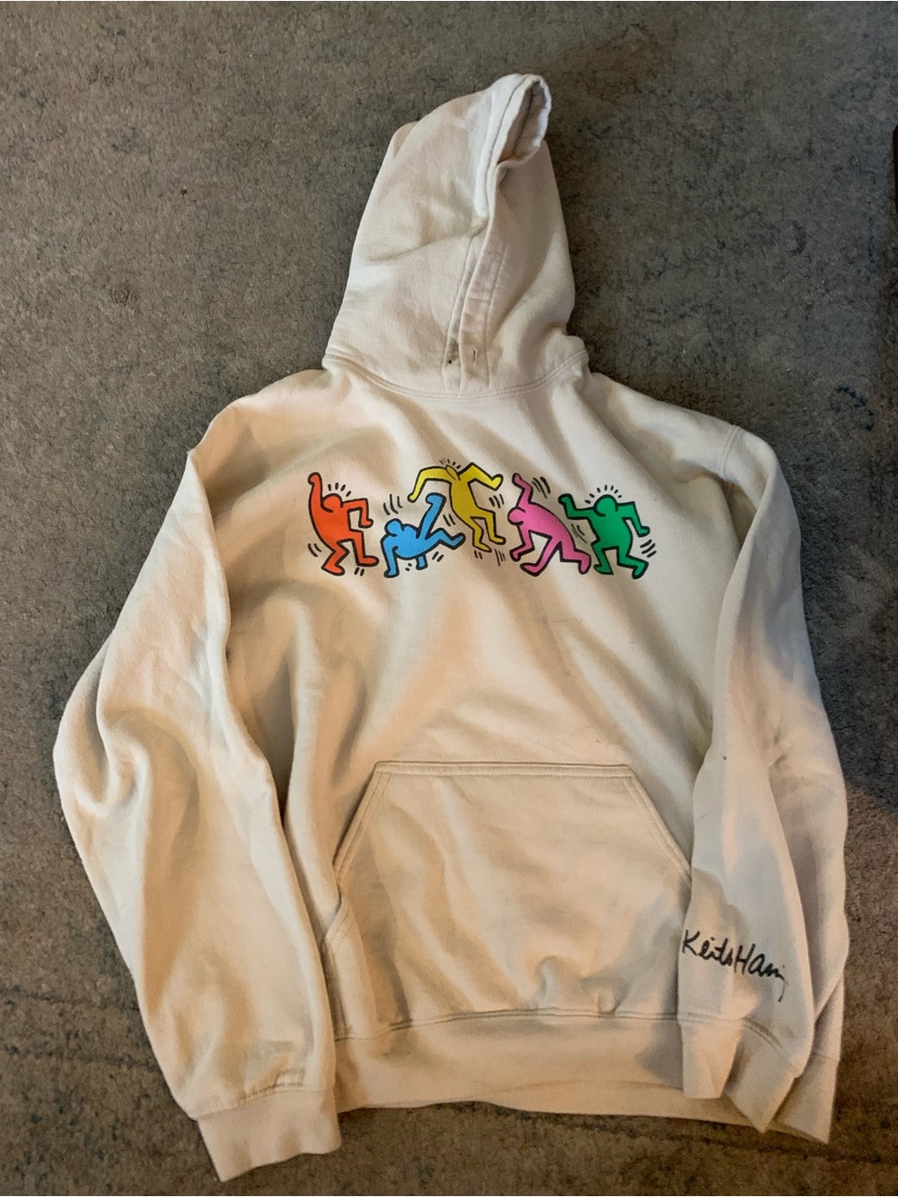 Cream Graphic Hoodie Kieth Herring- Men Hoodie Medium